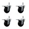 Service Caster 3.5'' Soft Rubber Wheel Swivel 7/16'' Stem Caster Set Total Lock Brake, 4PK SCC-GRTTL20S3514-SRS-716138-4 - alternate 1